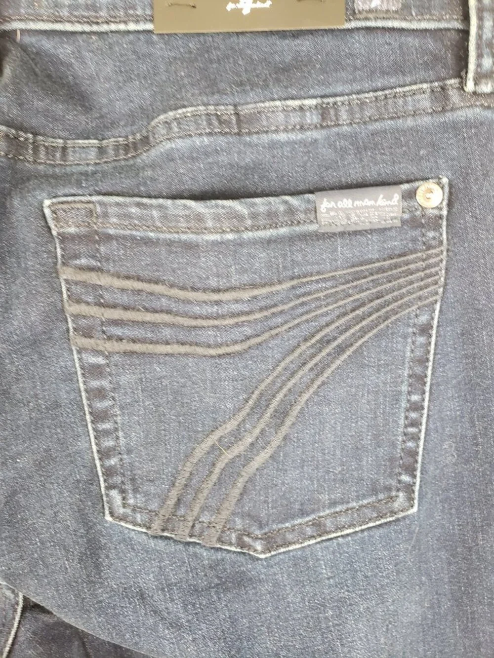 7 For All Mankind Dojo Blue Black Santiago Jeans NWT Dark Wash 7FAM Womens 29